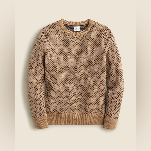 J. Crew Other - NWT J. Crew Men’s Rugged Merino Wool Bird’s Eye Sweater in Tan/Navy Size XL